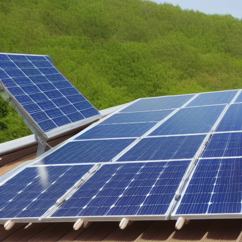 A solar panel is on a rooftop, covering a large portion of the roof.