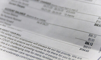 A page of an electricity bill showing the total cost for the month.