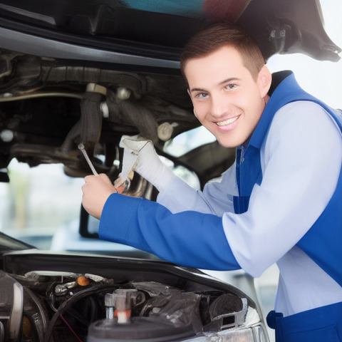 A man in a blue jumpsuit with a smile on his face.