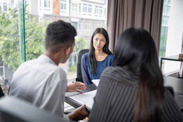 A young person in a job interview.