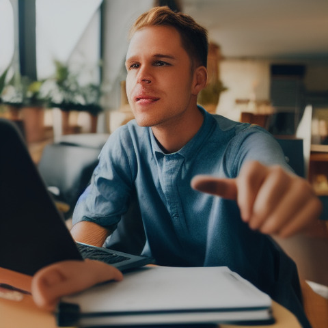 A man looking at a laptop computer.