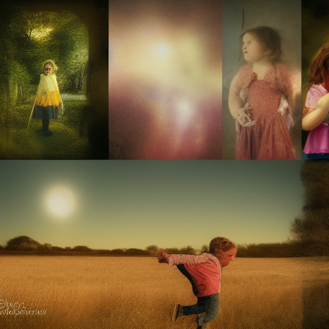 A picture of a small child playing in a field.