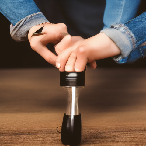 A man holding a small black box in his hand.