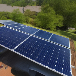 A group of solar panels on the roof of a building.